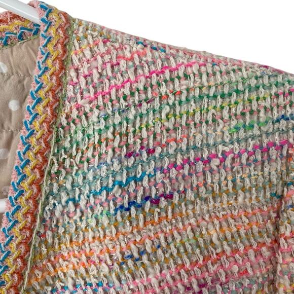 Emanuel Ungaro Confetti Colored Tweed Blazer Jacket Cream Metallic Pink size 12 - Picture 3 of 8
